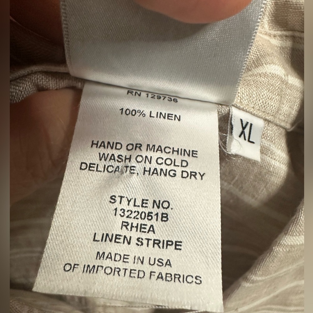 Finley Cream Casual Button Down Shirt with Textured Stripes size XL - Picture 7 of 9